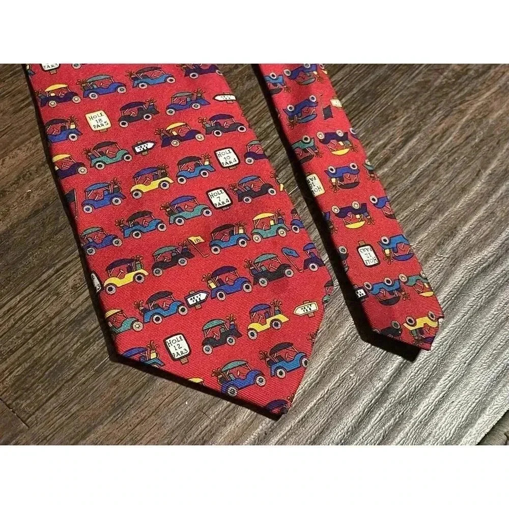 Alynn Neckwesr Red Golf Tie Silk